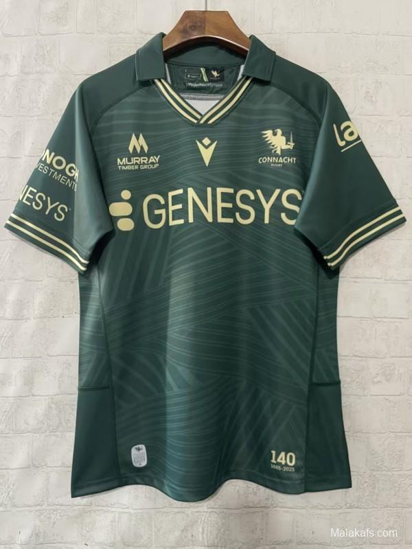 25/26 Connacht Green with Gold Geometric Pattern Home Jersey