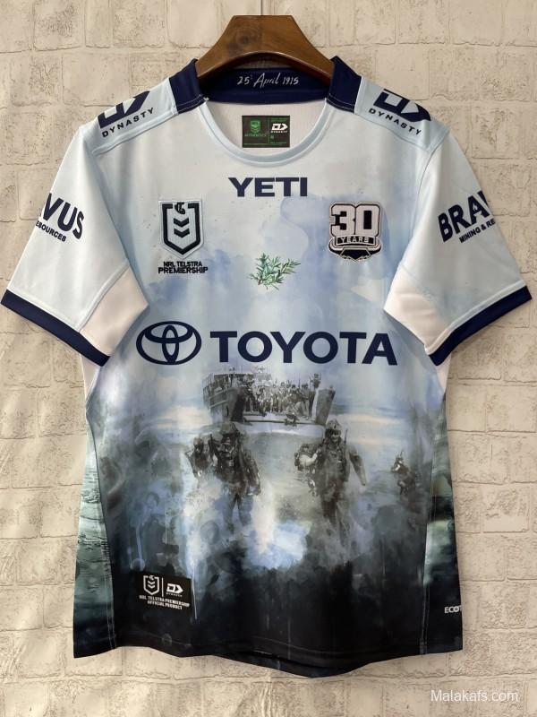 25/26 North Queensland Cowboys White with ANZAC Gallipoli Commemorative Jersey