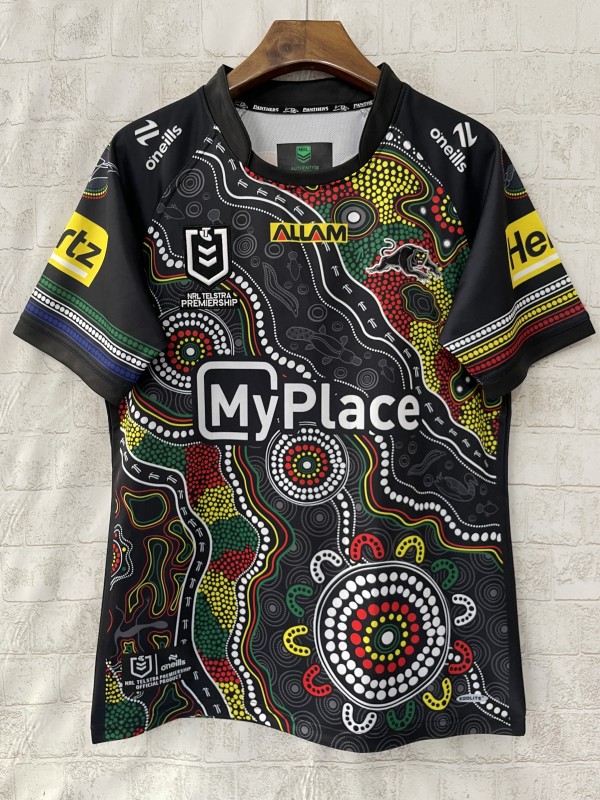 25/26 Penrith Panthers Black with Indigenous Art Design Jersey