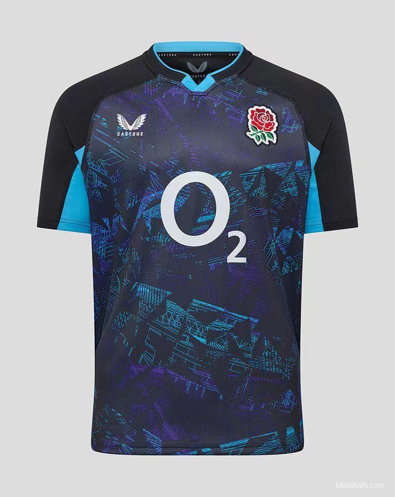 2026 England Rugby Navy with Blue Digital Cityscape Pattern Jersey