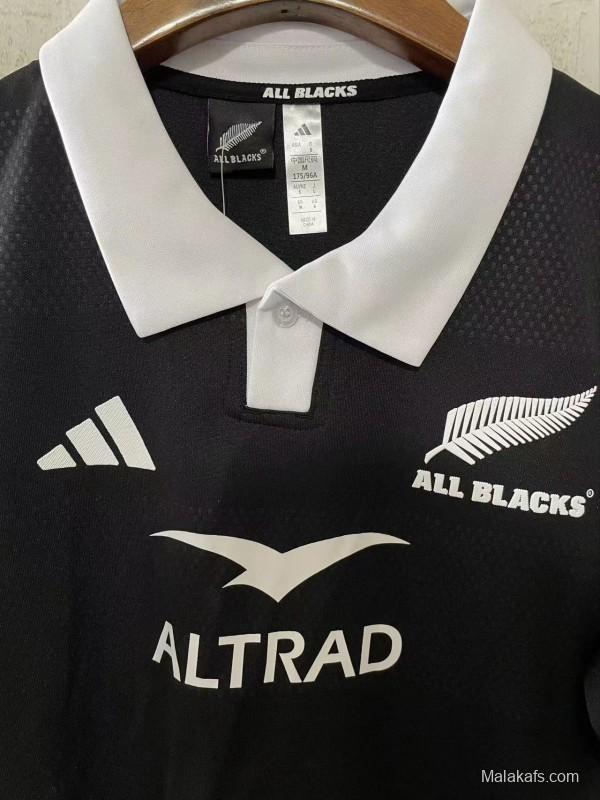 2026 New Zealand All Blacks Black with White Collar Jersey