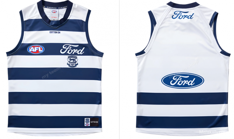 25/26 Geelong Cats Navy and White Hooped Jersey