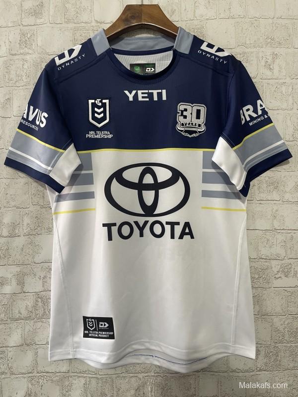 25/26 North Queensland Cowboys White and Navy with Grey Stripes Jersey