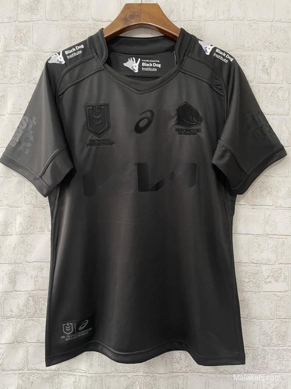 25/26 Brisbane Broncos All Black with Tonal Design Jersey