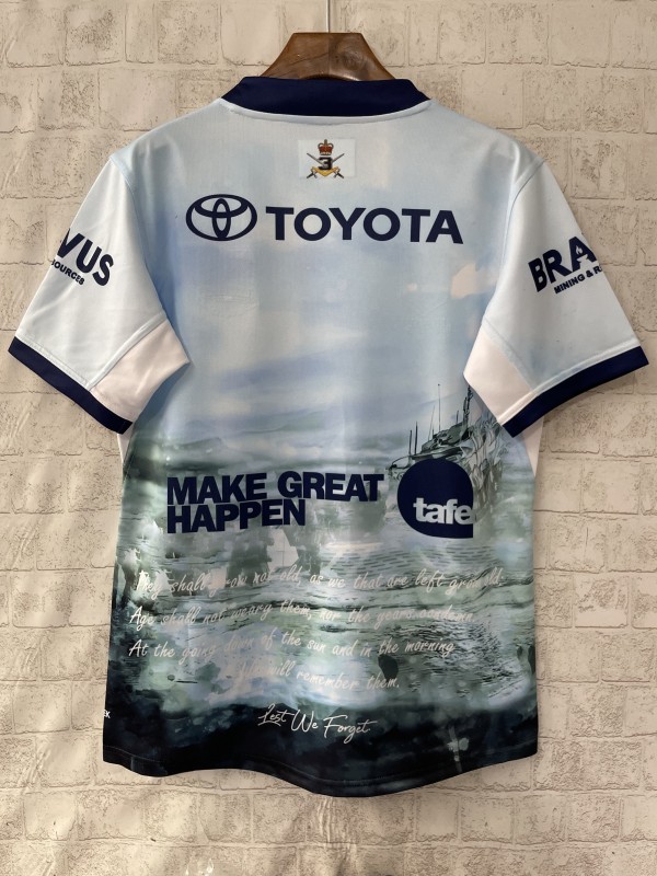 25/26 North Queensland Cowboys White with ANZAC Gallipoli Commemorative Jersey