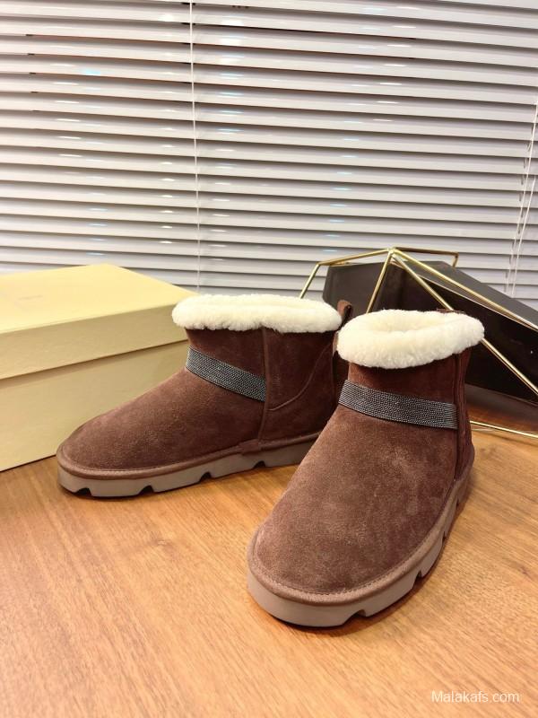 Brunello Cucinelli Winter New Snow Boots Sheepskin Bun Boots - AS00350