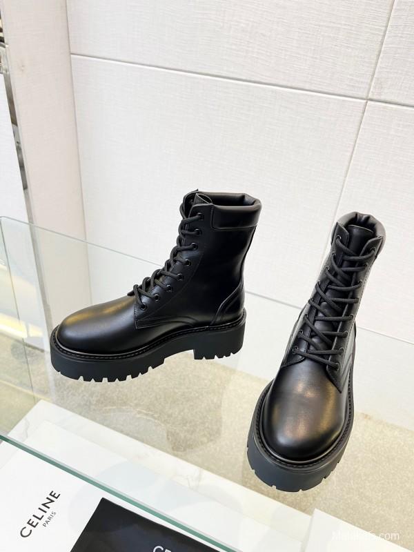 Celine BULKY TRIOMPHE Lace-Up Boots with Calfskin Upper - L Y00340