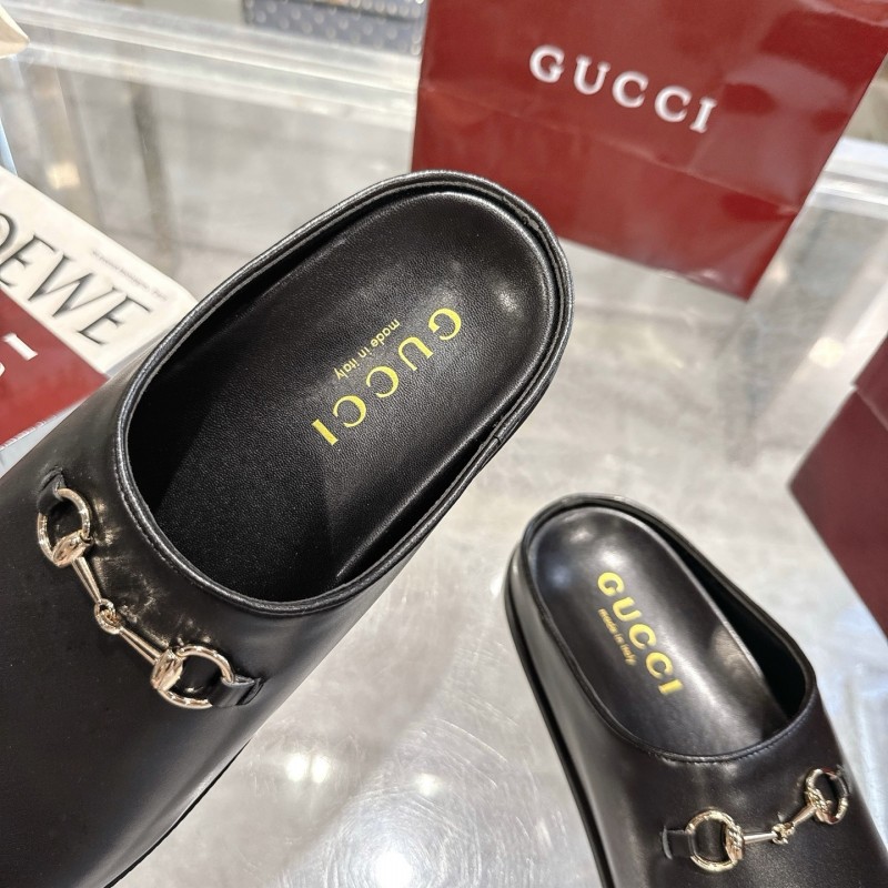 Gucci Camel Suede Horsebit Women's Barefoot Mules - LY00240