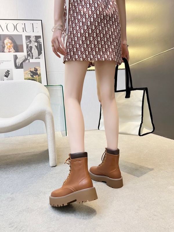 Celine BULKY TRIOMPHE Lace-Up Boots with Calfskin Upper - L Y00340