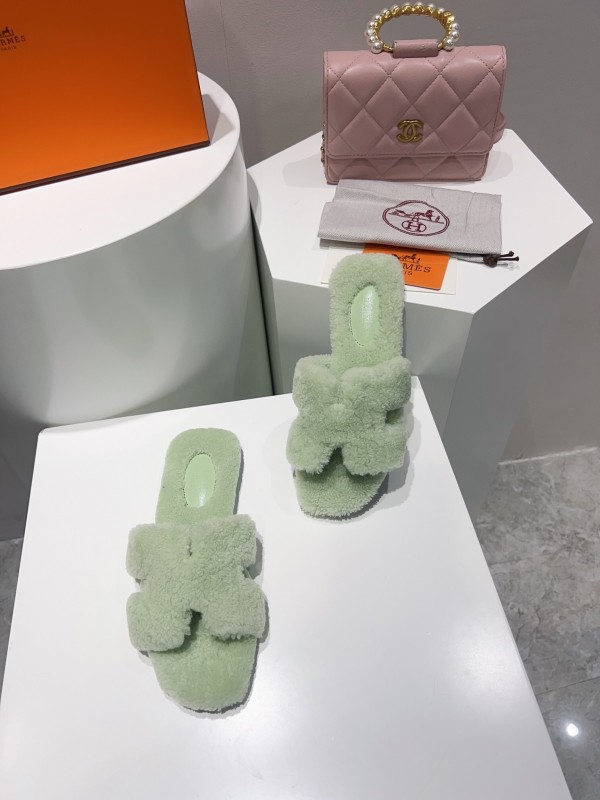 H Teddy Wool H Slippers Flat Sole Winter Edition - LY00240