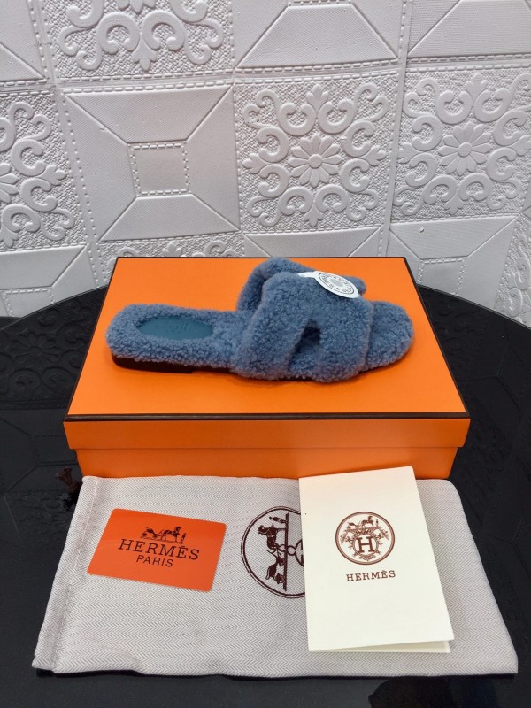 H Teddy Wool H Slippers Flat Sole Autumn Winter - LY00240