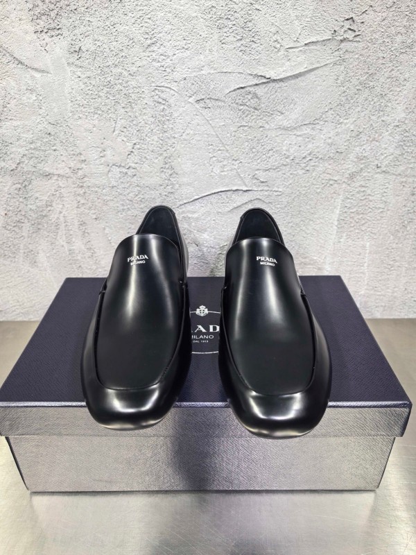Prada Shuffle Monk Loafers Classic Retro Men's Leather Shoes - AS00380
