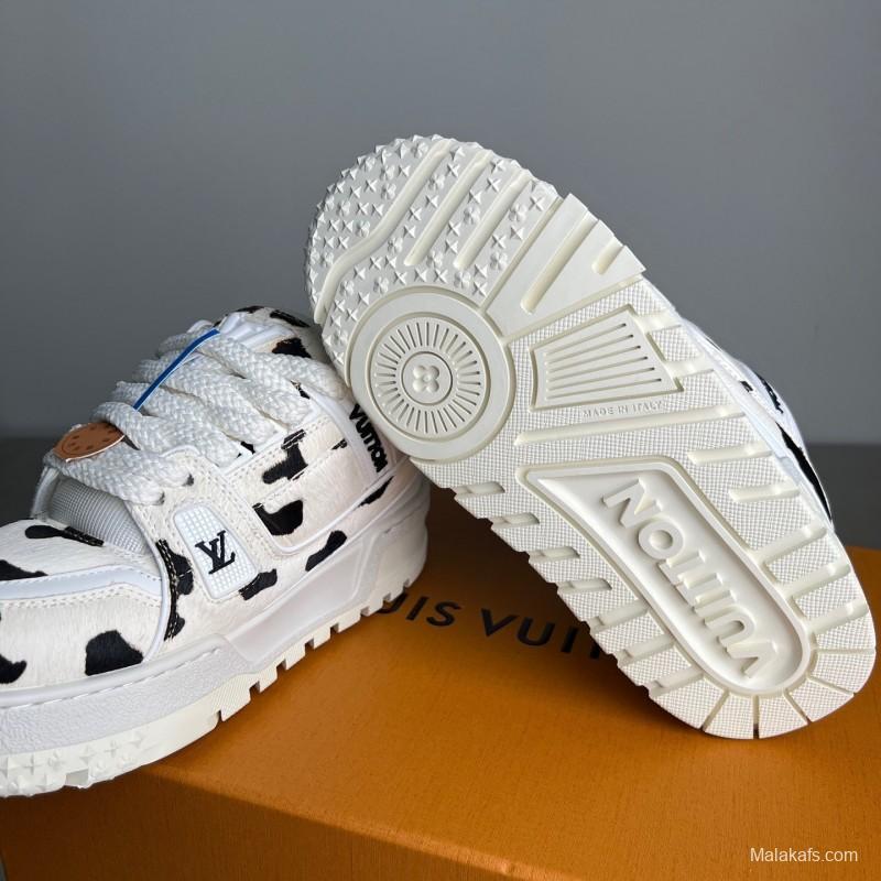 Lv 2025/ss Signature Logo Leather Sneakers - YC