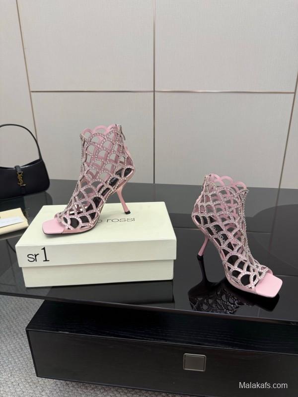 Sergio Rossi Mermaid Sandals 2025 SS Collection Elegant Fishnet High Heels - KFY00470