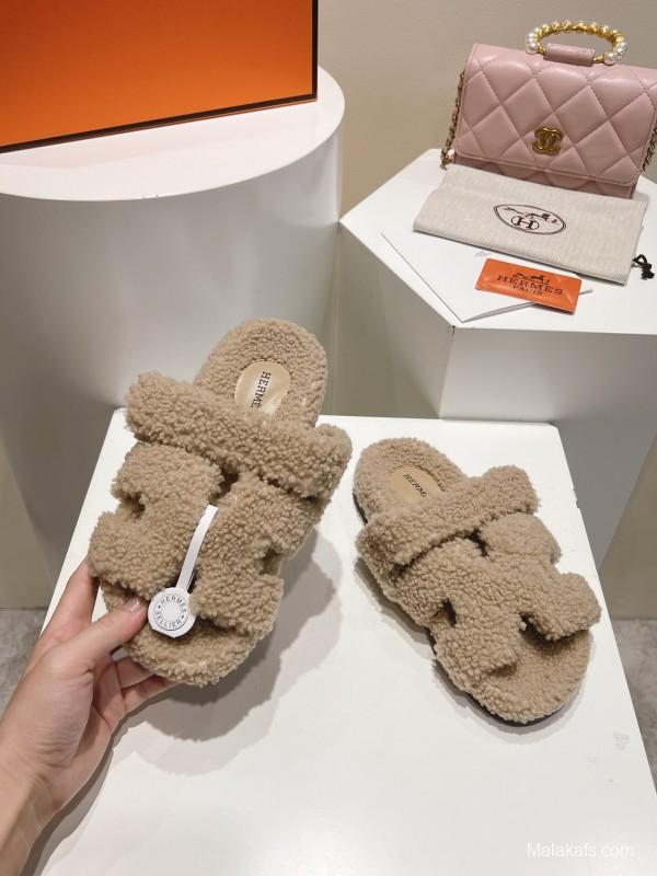 H Love Erjiu Full Fur Slippers Granule Fur Style - LY00300