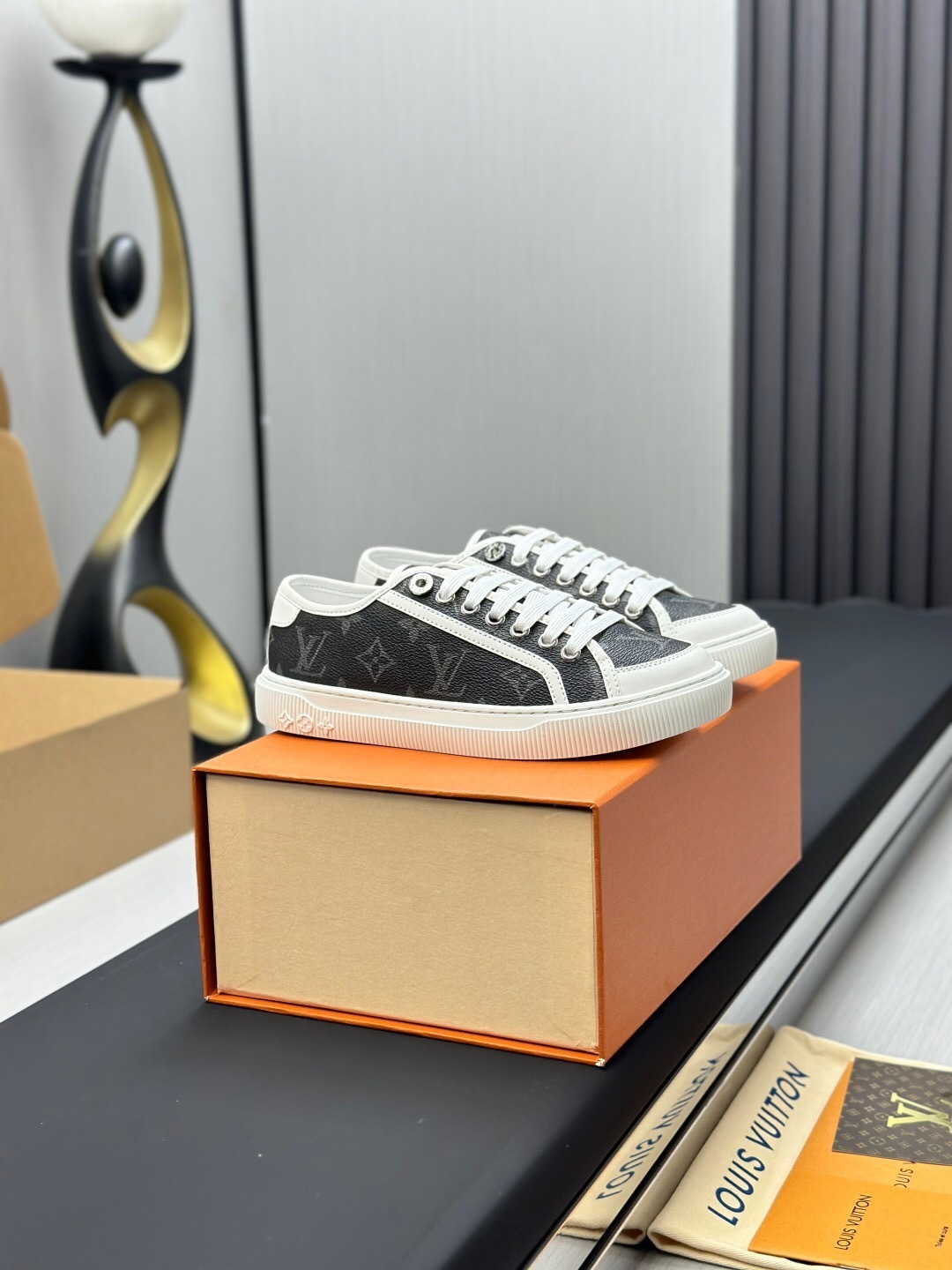 Louis Vuitton Time Out Series Animal Print Casual White Sneakers - AS00260