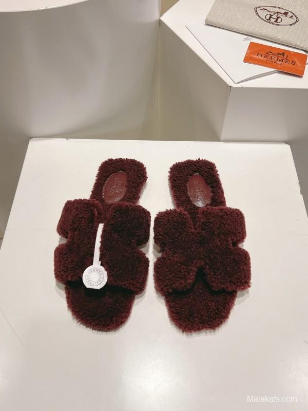 Hermès Teddy Wool Flat Slippers - LY00240