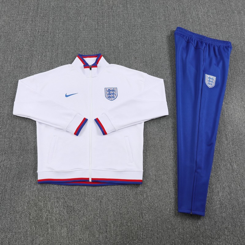 2026 England White FULL Zipper Jacket Tracksuit +Long Pants