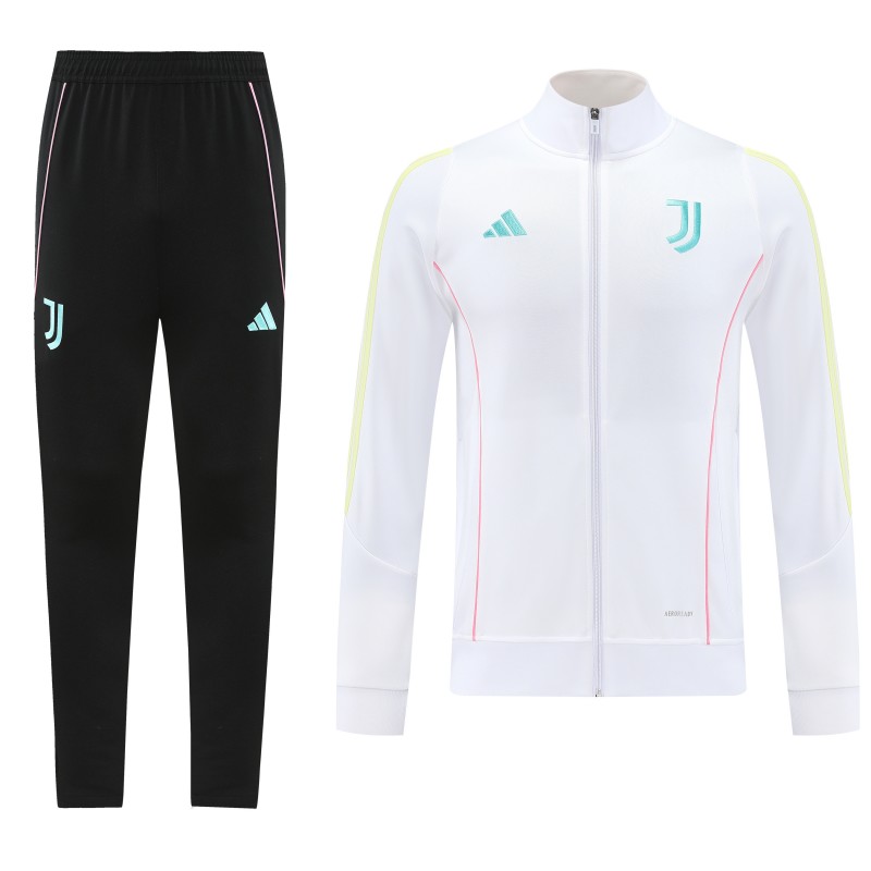 25/26  Juventus White  Full zipper Jacket Tracksuit+ long pants