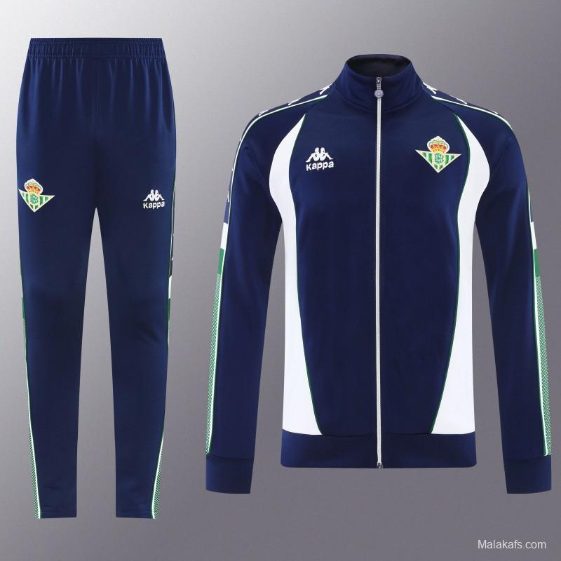26/27 Real Betis x Kappa Navy Blue  Full Zipper Jacket Tracksuit + Long Pants