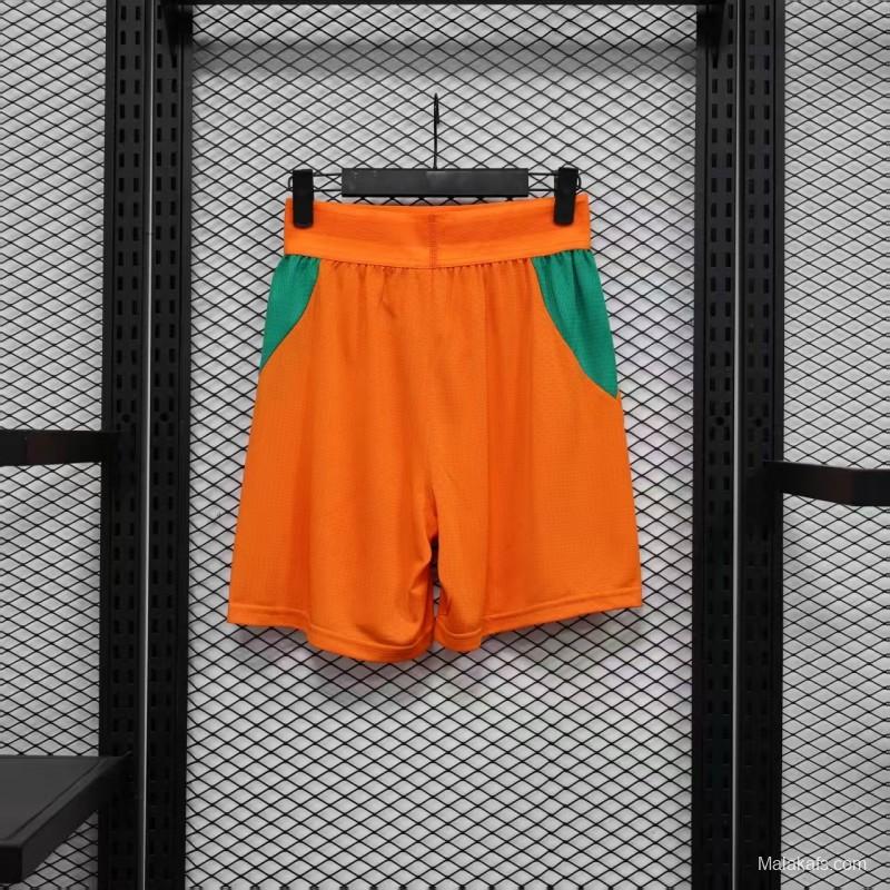 2026 Player Version Ivory Coast Orange with Green Side Panels Shorts