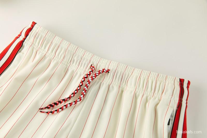 26/27 Benfica × Adidas Originals Off-White Pinstripe Short Sleeve+Soccer Shorts