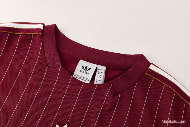 26/27  Arsenal  Maroon Pinstripe Short Sleeve+Soccer Shorts