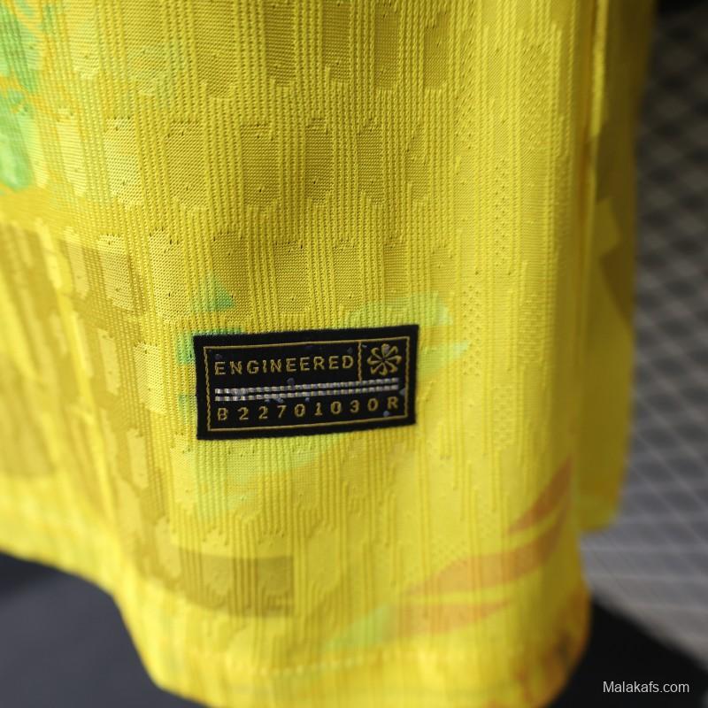 Player Version 2026 Brazil Yellow with Green Ink Splash Special Edition Home Jersey