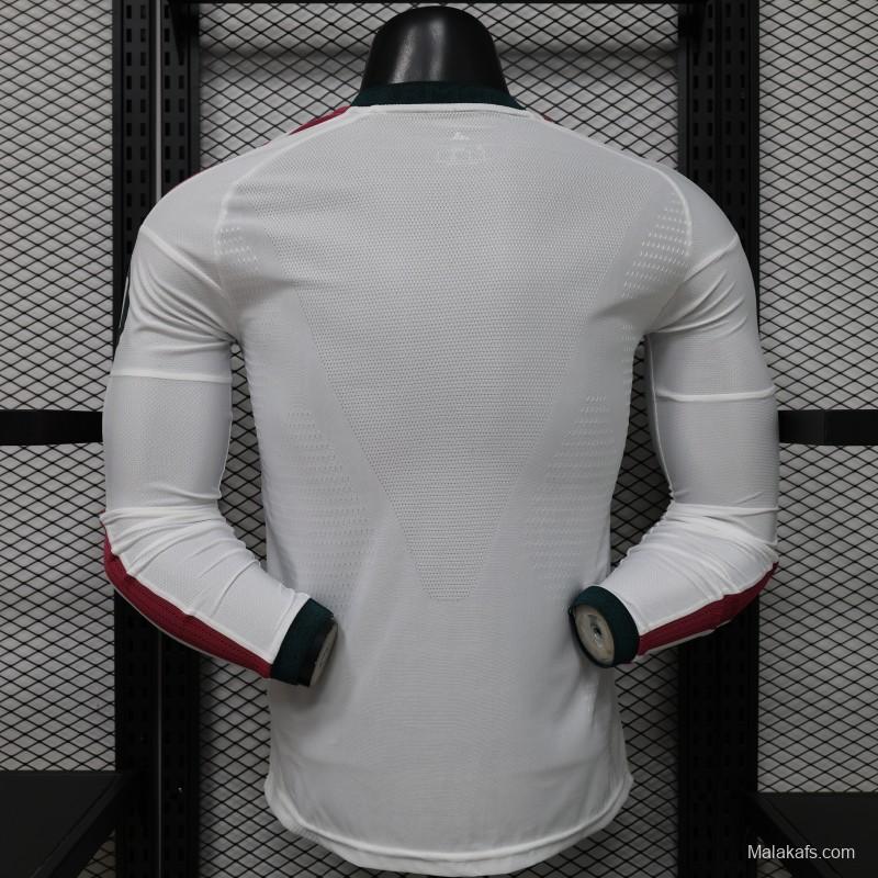 Player Version 26/27 Real Madrid White with Burgundy Stripe Long Sleeve Home Jersey