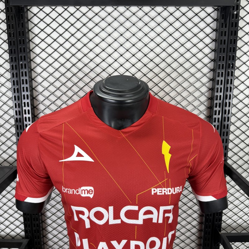 Player Version 25/26 Club Necaxa away Red with Gold Geometric Lightning Pattern Jersey