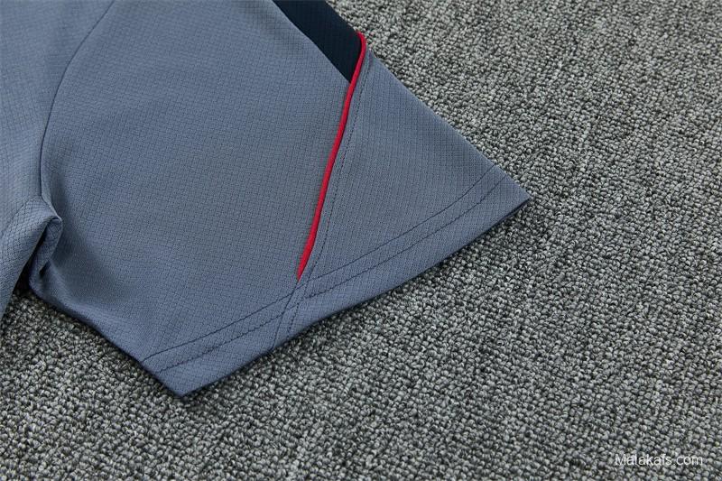 2026 England Grey Short Sleeve+ Navy Blue Soccer Shorts