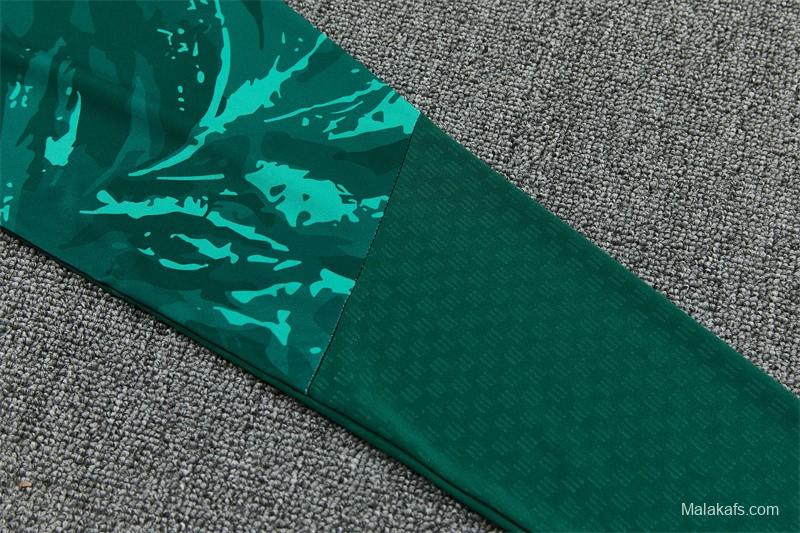 2026 Real Madrid Dark Green Camouflage  Half Zipper Jacket Tracksuit + Long Pants (Adidas)