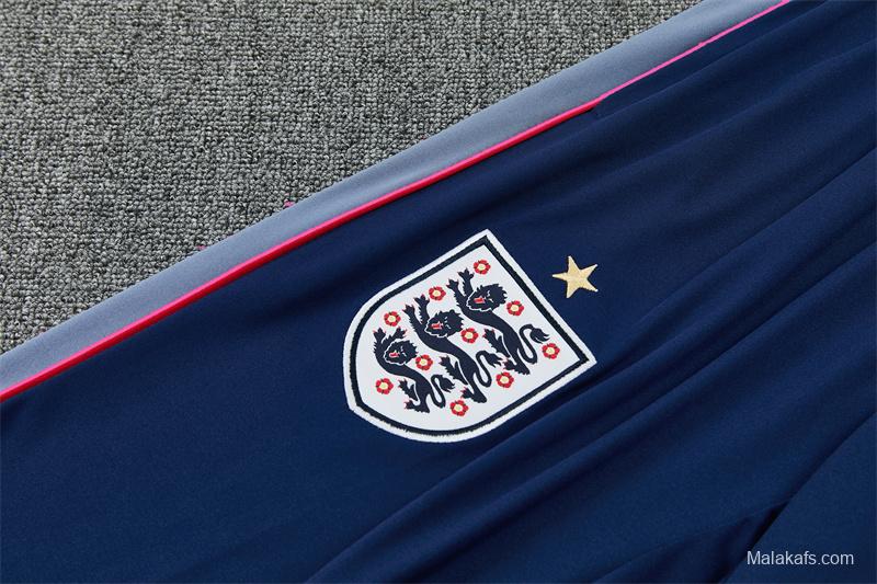 2026 England Grey Half Zipper Jacket Tracksuit + Navy  Blue Long Pants (Nike)