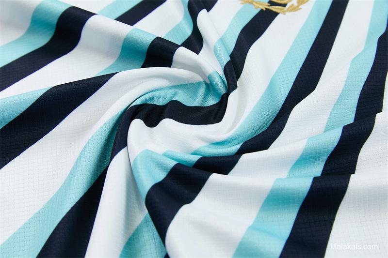 2026 Argentina White & Light Blue Radial Stripe Short Sleeve+Soccer Shorts