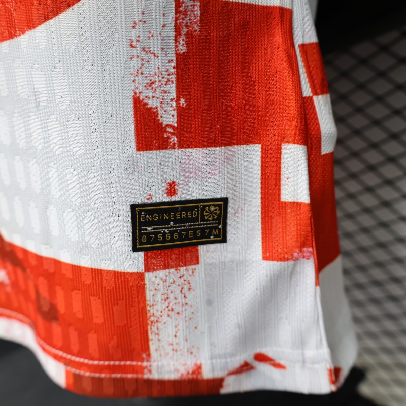 Player Version 2026 Croatia Home Red White with Checkerboard Pattern Jersey