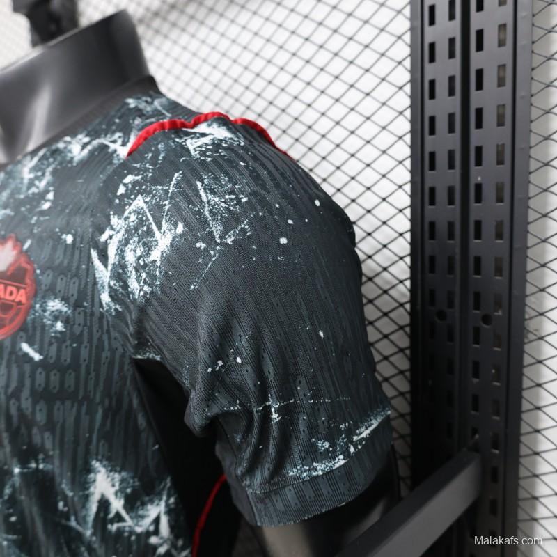 Player Version 2026 Canada Third Dark Grey with Shattered Ice Crystal Allover Print Jersey