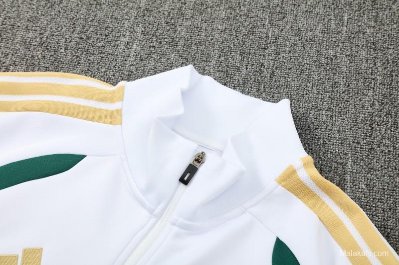 26/27 Italy White & Green Full Zipper Jacket Tracksuit + Long Pants