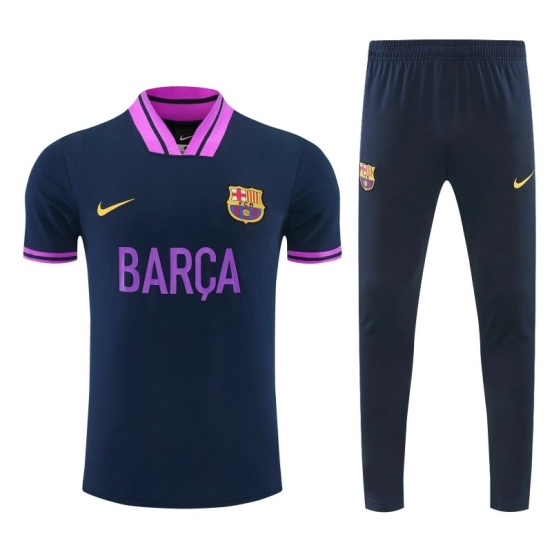 26/27 FC Barcelona Navy Blue with Purple  Short Sleeve Tracksuit + Long Pants