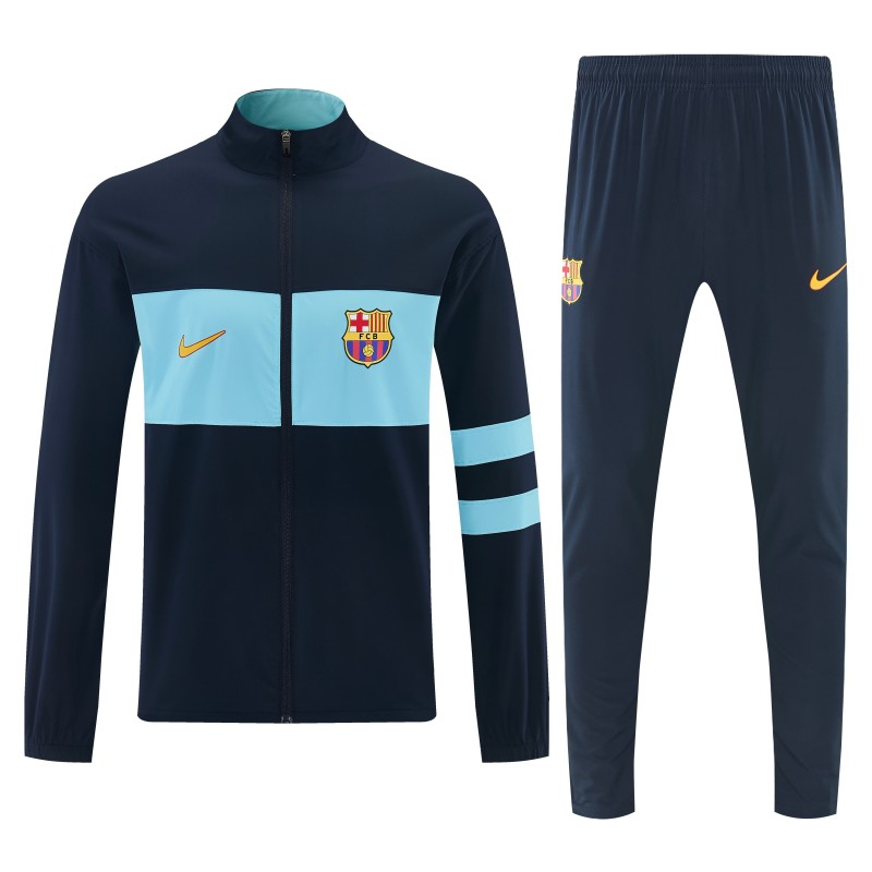 2026 Barcelona Navy Blue  Full Zipper Jacket Tracksuit + Long Pants