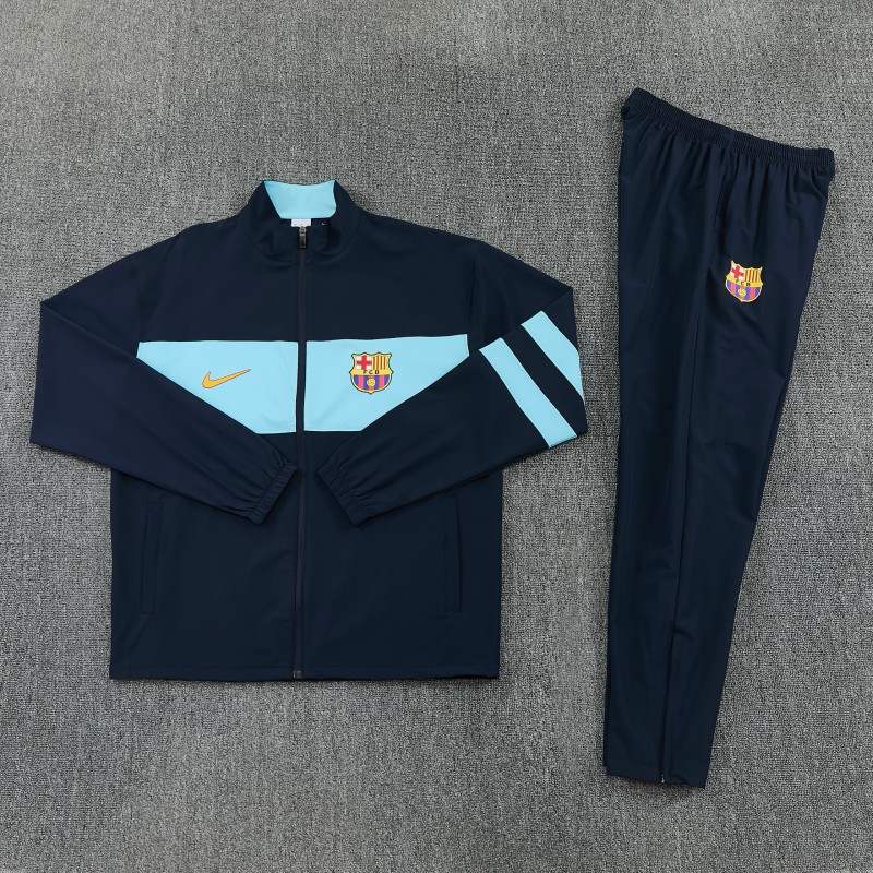 2026 Barcelona Navy Blue  Full Zipper Jacket Tracksuit + Long Pants