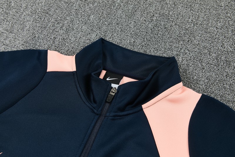 26/27 Barcelona Navy Blue & Pink  Full Zipper Jacket Tracksuit + Long Pants