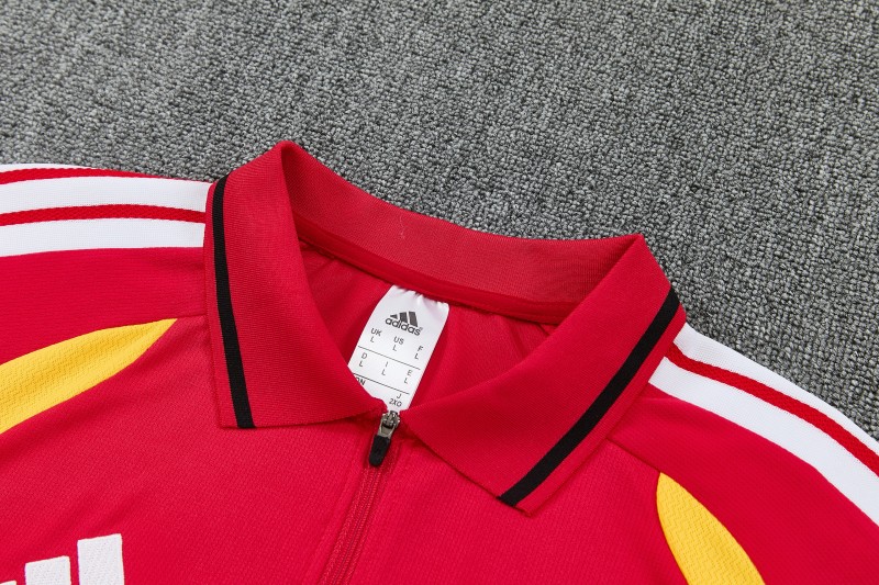 2026 German Red & Black Half-Zip Polo Short Sleeve Tracksuit + Long Pants