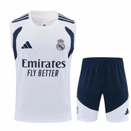 26/27 Real Madrid  White Sleeveless Vest Tracksuit + Short Pants