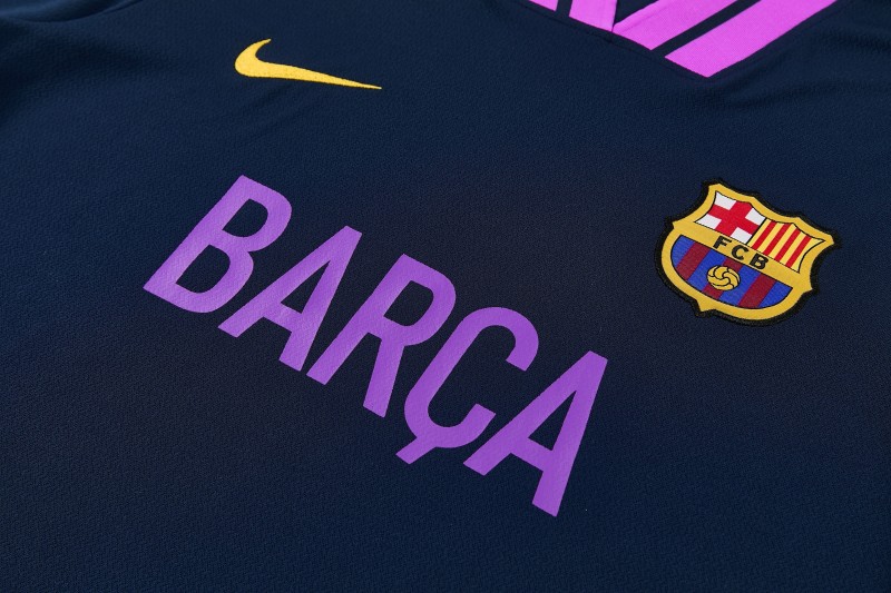 26/27 FC Barcelona Navy Blue with Purple  Short Sleeve Tracksuit + Long Pants