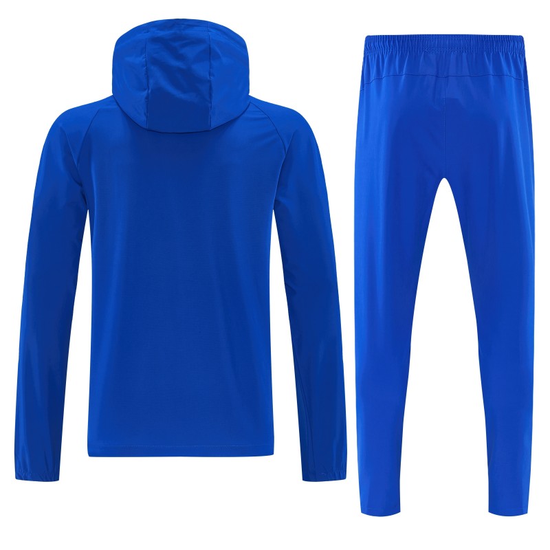 26/27 Marseille  Blue  Full Zipper  Hooded Jacket Tracksuit +  Long Pants