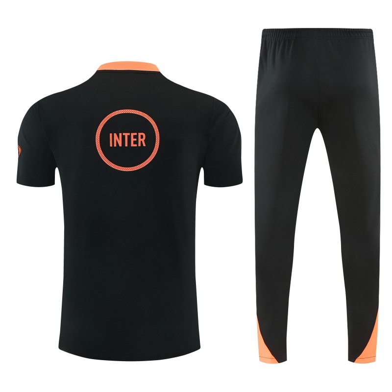 26/27 Inter Milan Dark Green with Fluid Wave  Short Sleeve Tracksuit + Long Pants