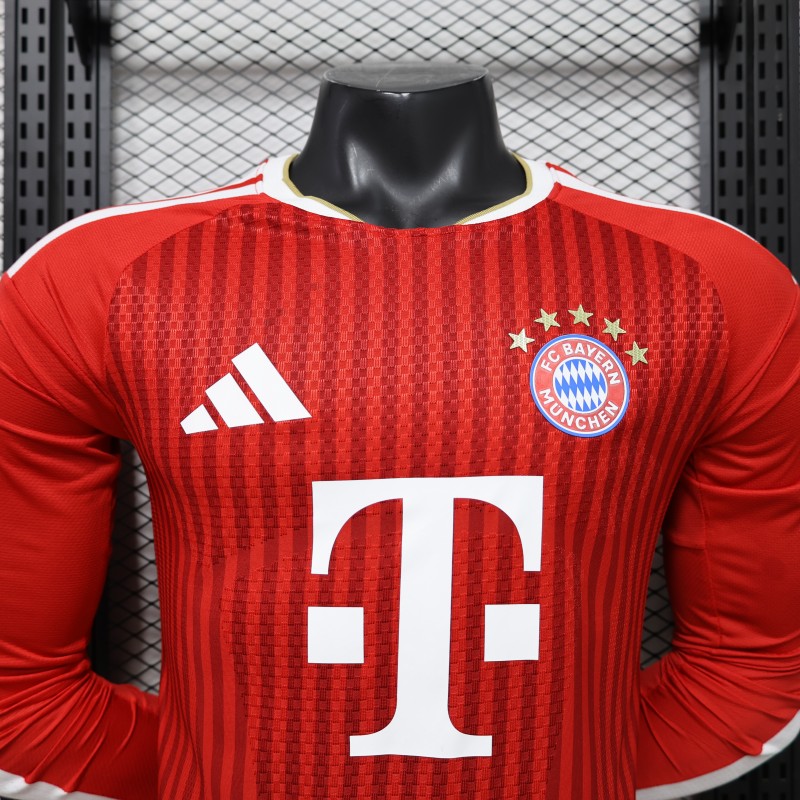Player Version 26/27 FC Bayern Munich Red-on-Red Diagonal Stripe  Long Sleeve Jersey