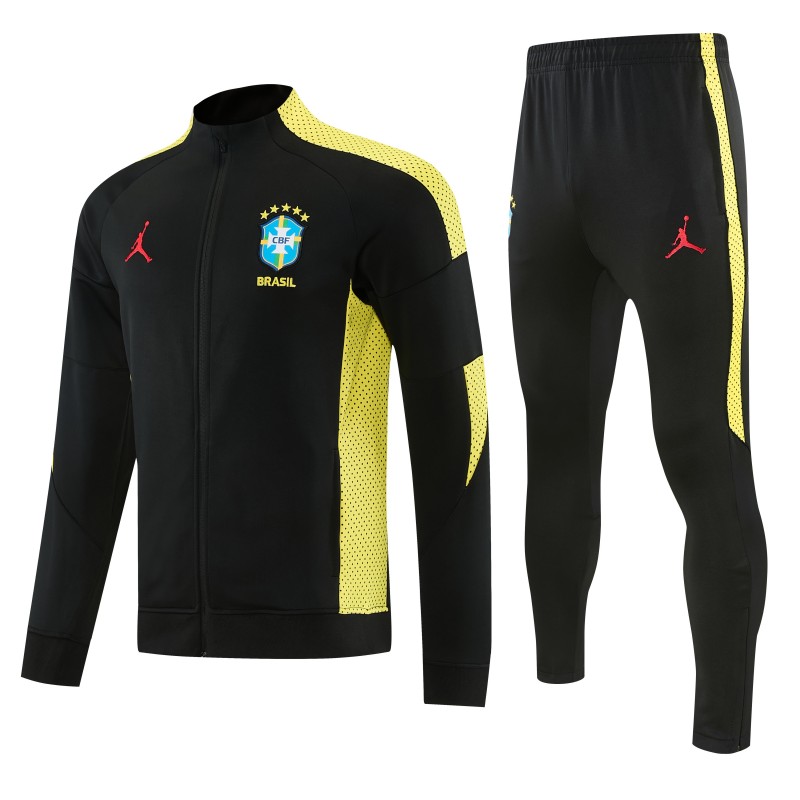 26/27 Brazil Black Full Zipper Jacket Tracksuit + Long Pants