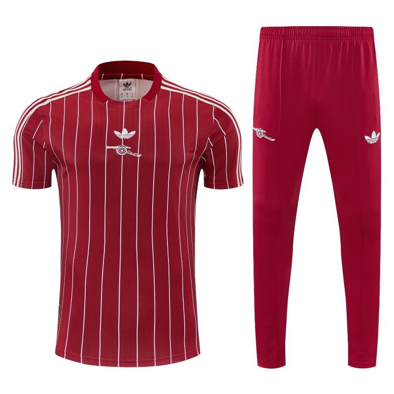 26/27 Arsenal Red Stripes Short Sleeve Tracksuit + Long Pants