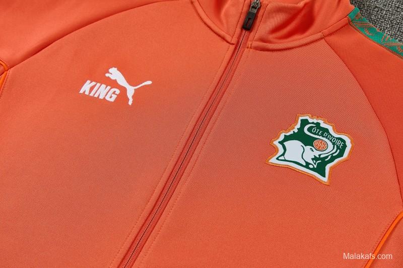 26/27 Côte d'Ivoire Orange Full Zipper Jacket Tracksuit + Long Pants